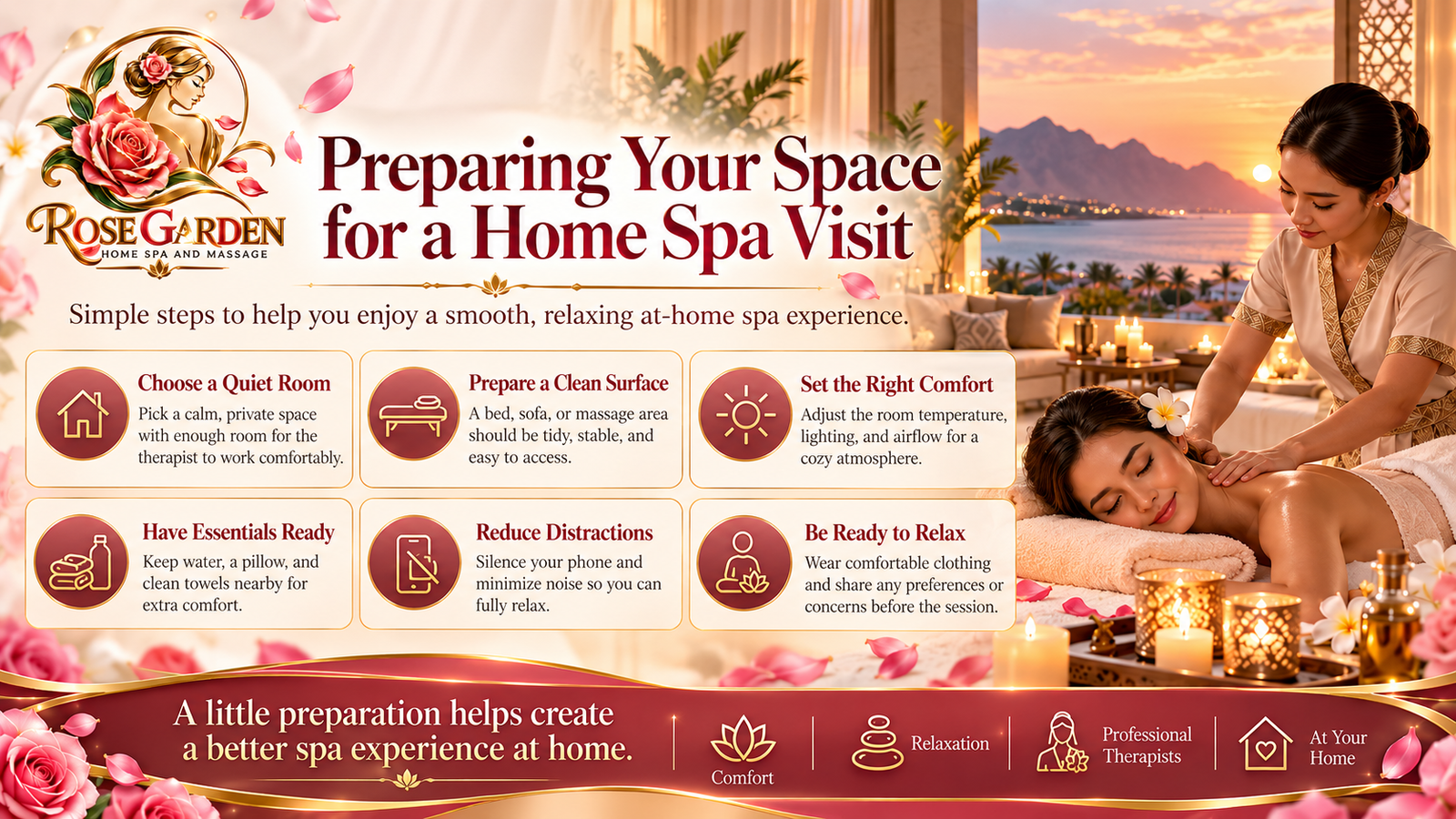 Preparing Your Space for a Home Spa Visit · Rose Garden · 1
